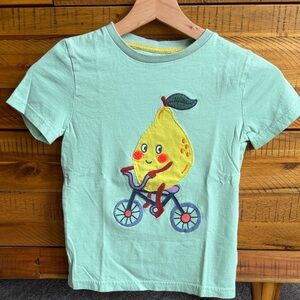 Mini Boden Kids Mint Green Pear Bike Graphic Tee